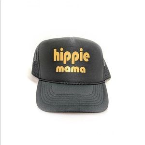 Hippie Mama gold on black trucker hat
